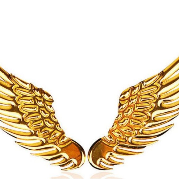 New Pair of Gold Metal Angel Wing Emblems - Picture 5 of 9